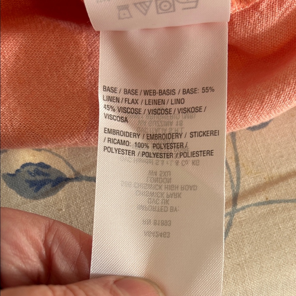Canyon Retreat Coral Embroidered Linen Top Plus 2X New Button‑Down Roll‑Tab - Picture 11 of 11